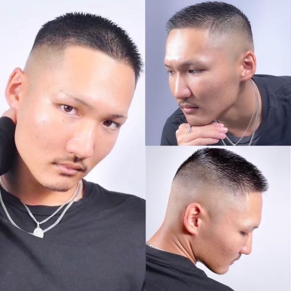 前髪のラインで魅せる。新橋のフェードスタイル