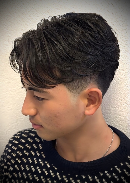 テーパーフェード×フェザーパーマ