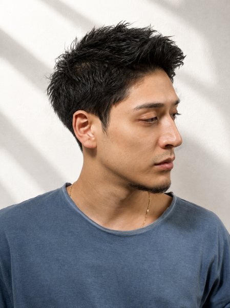 アップバングショートピンパーマ
