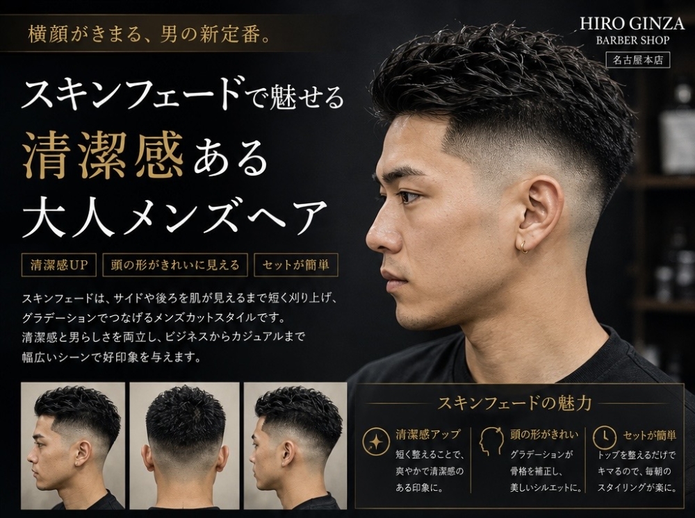 スキンフェードで魅せる清潔感ある大人メンズヘア