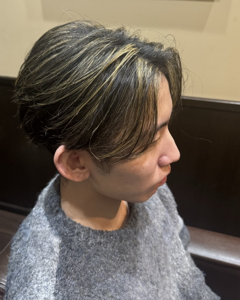 センターパート×メッシュ