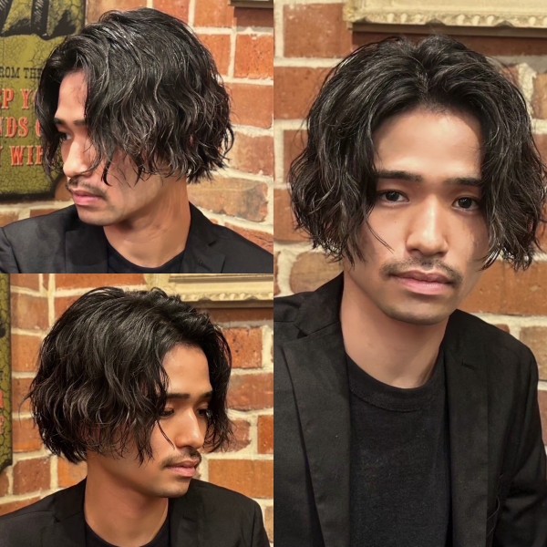 セミロングセンターパート×緩め