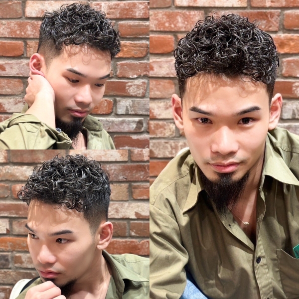 スキンフェード×スペインカール