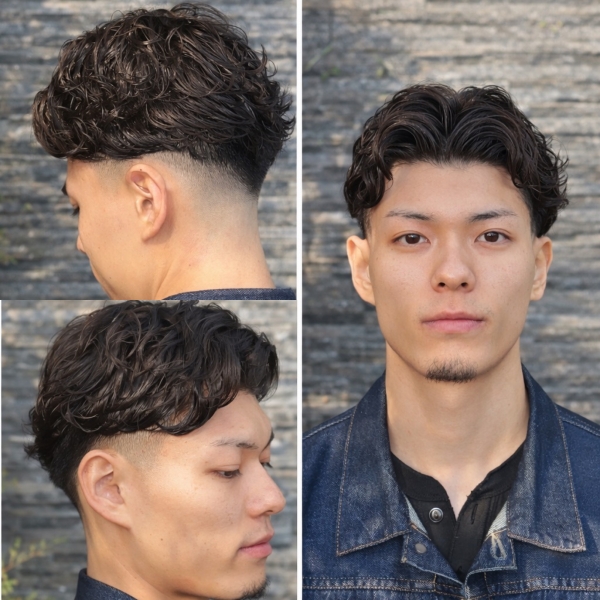 ニュアンスパーマミドルフェード