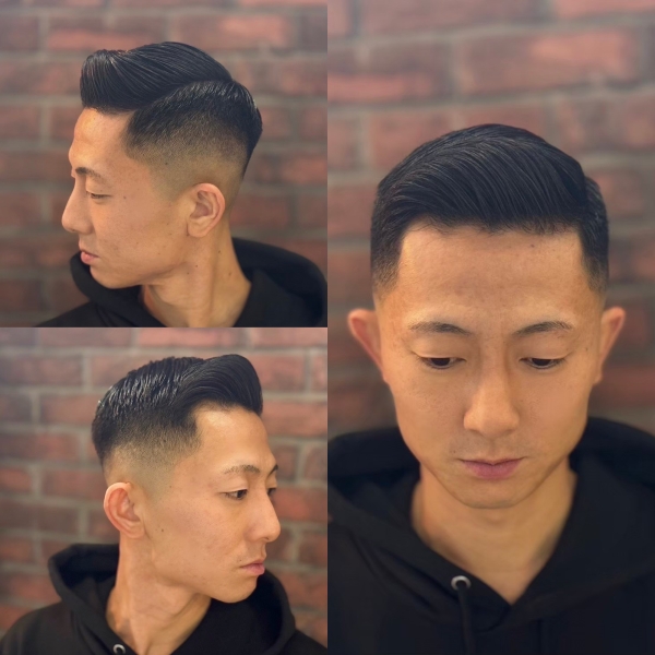 王道バーバースタイル。フェード×クラシックポンパドール