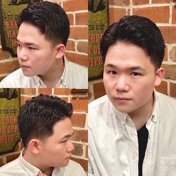 清潔感と誠実さを演出するナチュラルアップバング