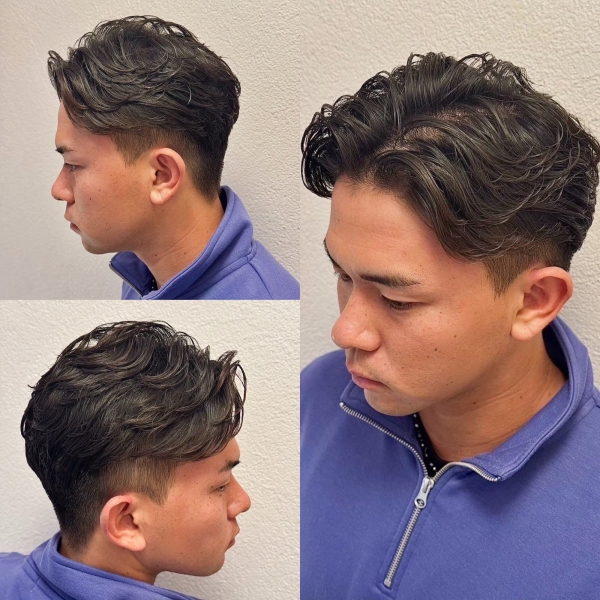 柔らかく洒落る。センターパート×波巻きパーマ