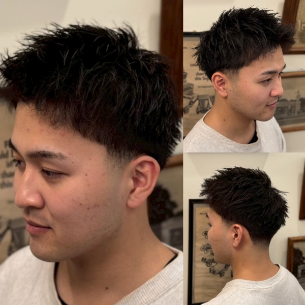 ナチュラルショートアップバング