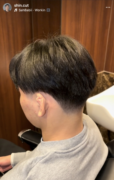 柔らかさを残したテーパーフェードマッシュ