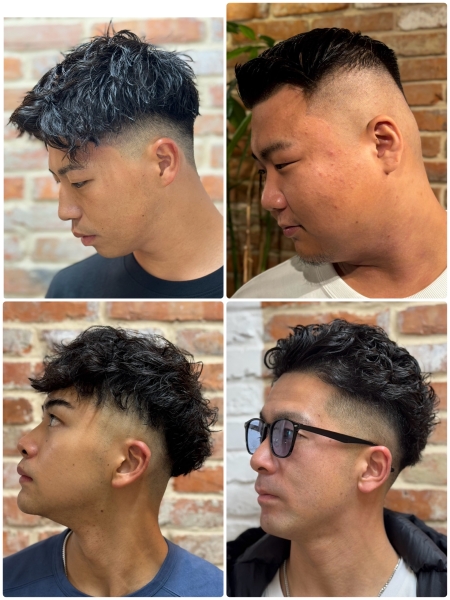 高さ、パーマで印象が変わるフェードスタイル