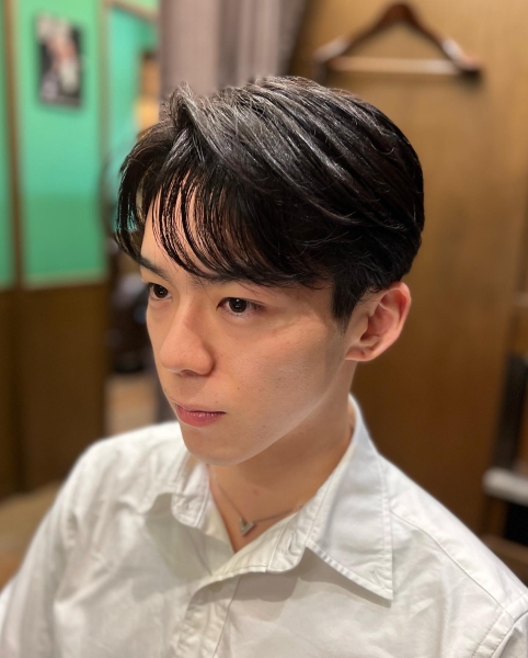 メンズ七三分け　ニュアンスパーマ