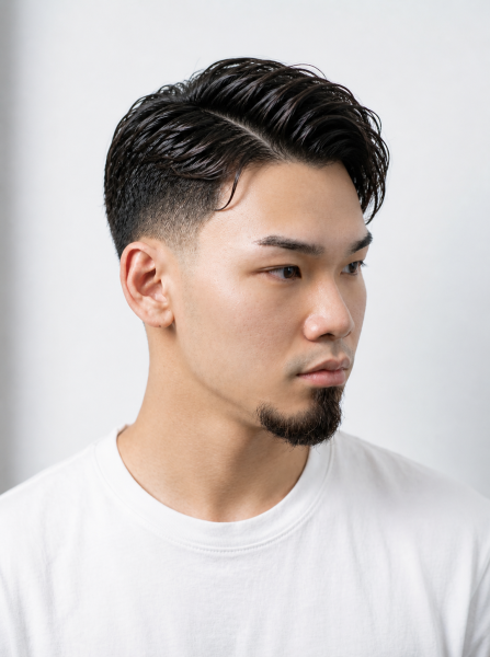 メンズ七三分け　おしゃれフェード