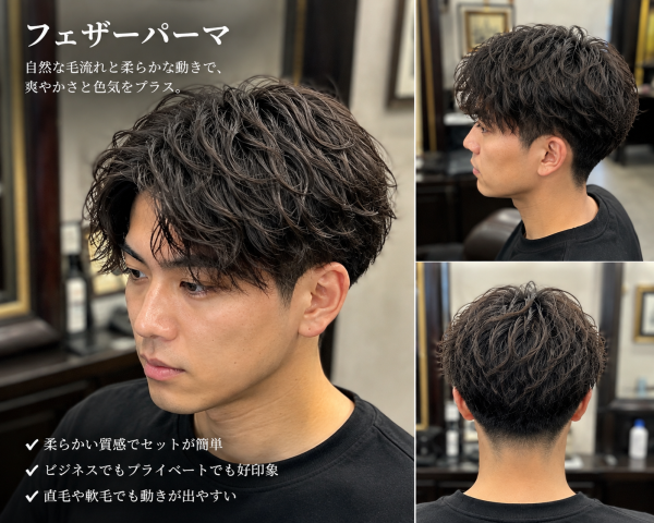 ヒロ銀座名古屋本店で男を上げるフェザーパーマ