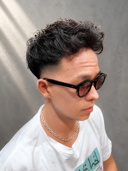 アップバング×パーマスタイル