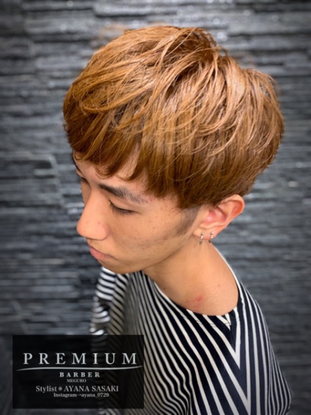 ハイトーン マッシュ ゆるゆるゆるパーマ ヘアカタログ 高級理容室 床屋 ヒロ銀座ヘアーサロン