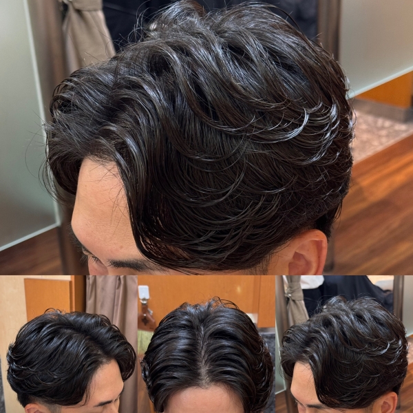 大人の余裕をつくるセンターパートスタイル