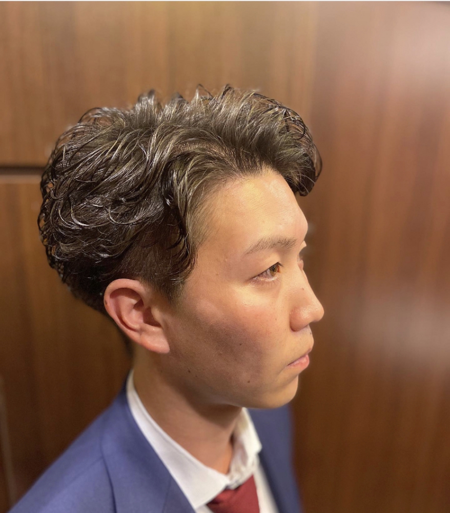 ビジネスパーマ ツーブロックスタイル ヘアカタログ 高級理容室 床屋 ヒロ銀座ヘアーサロン