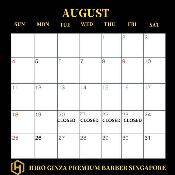 Notice from HIRO GINZA PREMIUM BARBER Singapore＜Japanese barber shop in Singapore＞