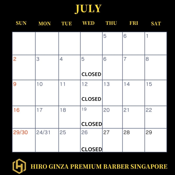 Notice from HIRO GINZA PREMIUM BARBER Singapore＜Japanese barber shop in Singapore＞