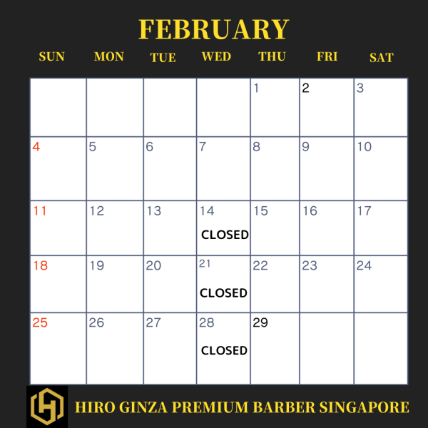 Notice from HIRO GINZA PREMIUM BARBER Singapore＜Japanese barber shop in Singapore＞