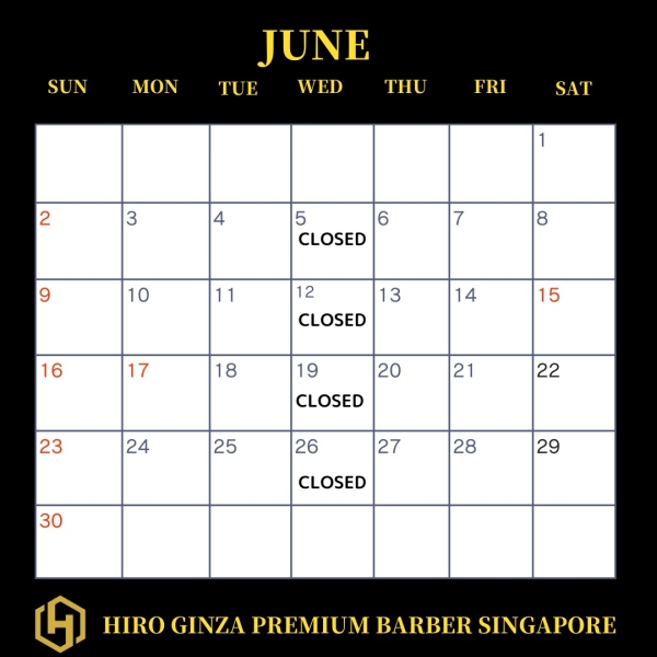Notice from HIRO GINZA PREMIUM BARBER Singapore＜Japanese barber shop in Singapore＞