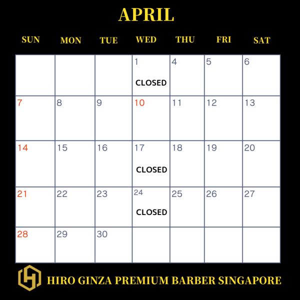 Notice from HIRO GINZA PREMIUM BARBER Singapore＜Japanese barber shop in Singapore＞