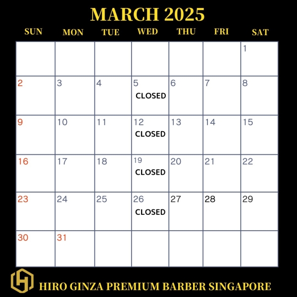 Notice from HIRO GINZA PREMIUM BARBER Singapore＜Japanese barber shop in Singapore＞