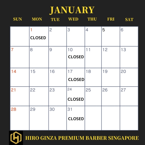Notice from HIRO GINZA PREMIUM BARBER Singapore＜Japanese barber shop in Singapore＞