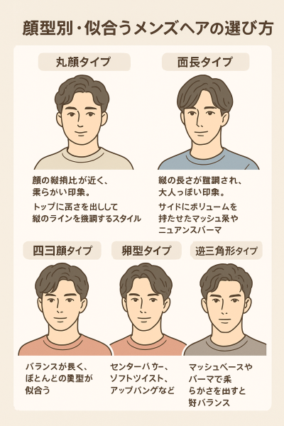 顔型別・似合うメンズヘアの選び方