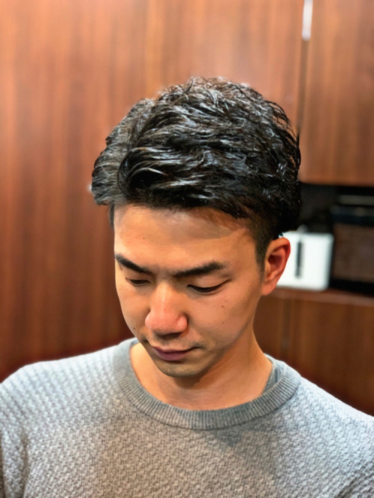 ネオ七三パーマ ヘアカタログ 高級理容室 床屋 ヒロ銀座ヘアーサロン