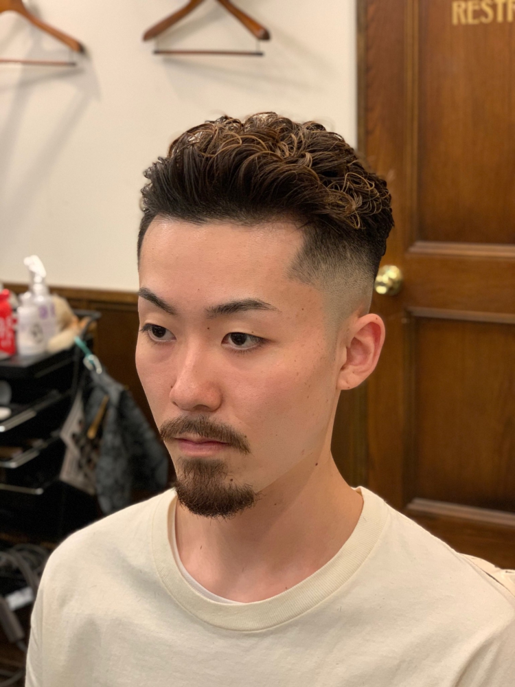 フェード パーマ オールバック ヘアカタログ 高級理容室 床屋 ヒロ銀座ヘアーサロン