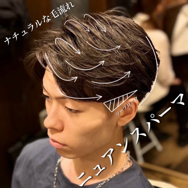 サイドの膨らみを抑えるアイロンパーマ