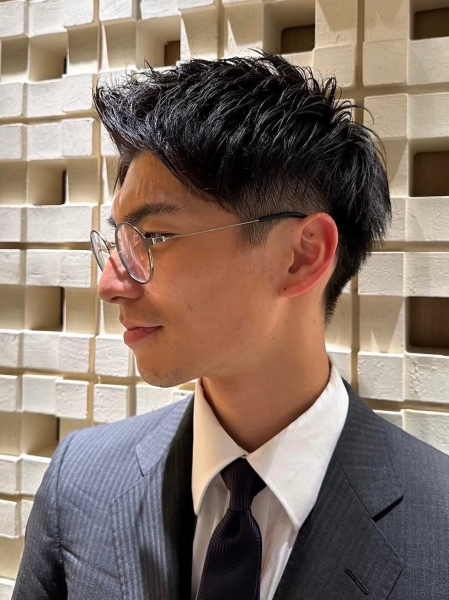 【ビジネス×ツーブロック】爽やかアップバング/ジェルセット