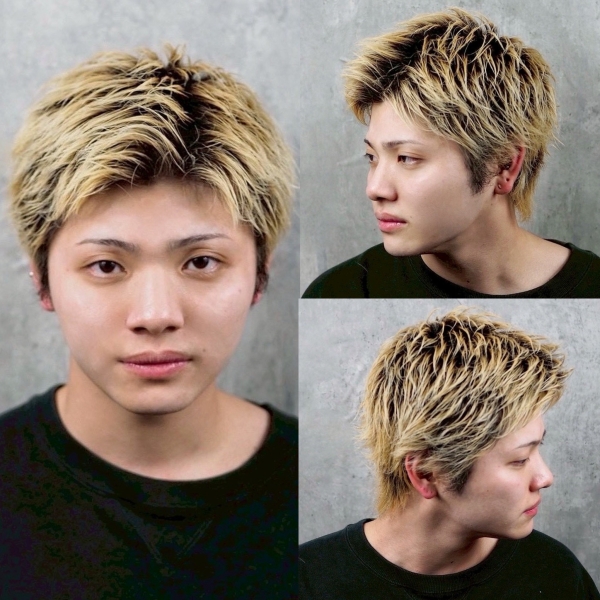 男らしさ際立つ抜きっぱ明色ヘア