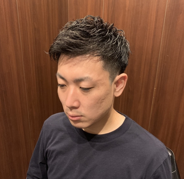 アップバング　田町　理容室 かきあげヘア　アイロンパーマ