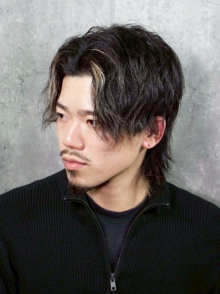 メッシュ入りセンターパートウルフ