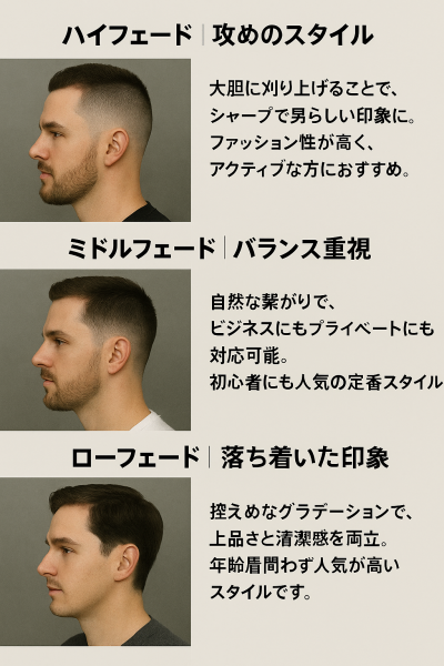 フェードの長さ別で印象を操る！メンズカットテクニック解説