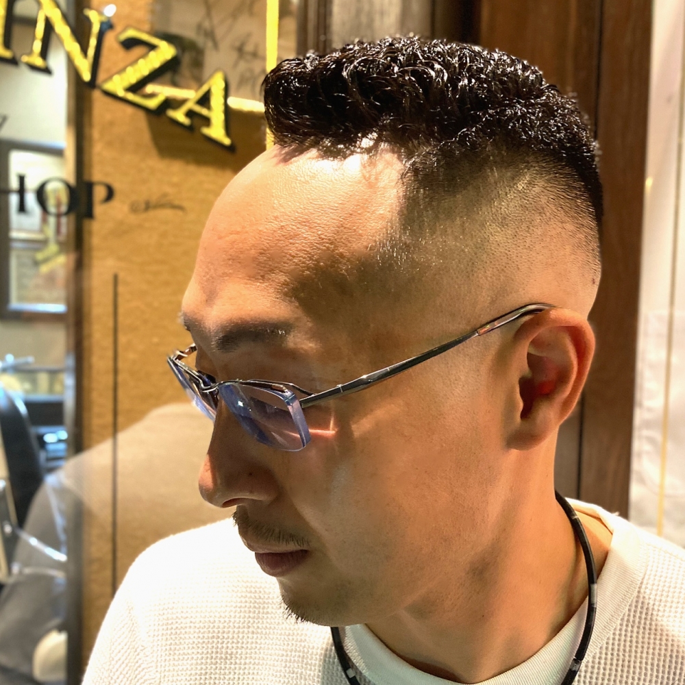 薄毛カバー M字ハゲに似合う ヘアカタログ 高級理容室 床屋 ヒロ銀座ヘアーサロン