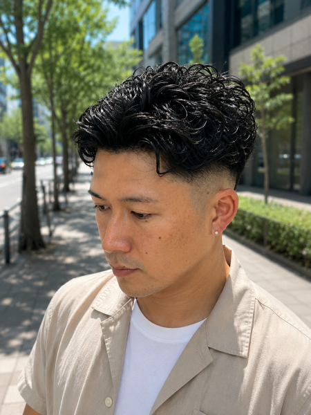 大人の色気漂う◎スキンフェード×強めパーマ