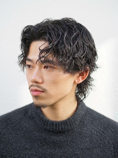 【銀座】波巻きパーマ×ウルフで色気のあるメンズヘア