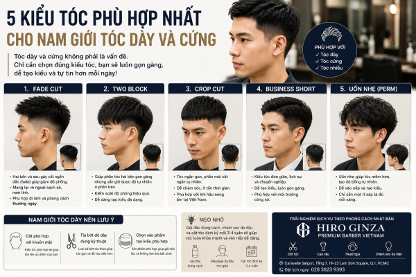 5 kiểu tóc phù hợp nhất cho nam giới có mái tóc dày và cứng